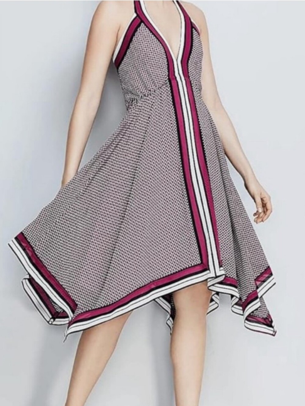 Michael Kors Backless Cocktail Dress Halter Handkerchief Hem